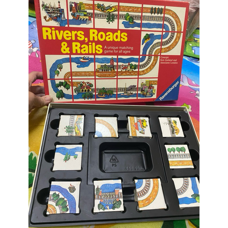 二手🌍 ravensburger rivers,roads&amp;rails 益智桌遊 接龍長又長 河流道路車輛 RV 維寶