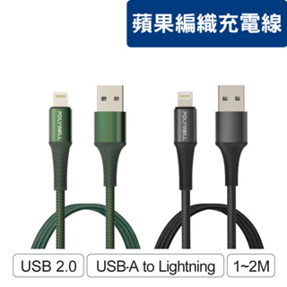 USB-A To Lightning 公對公 編織充電線 1米 ~ 2米 適用iPhone POLYWELL 光華小舖