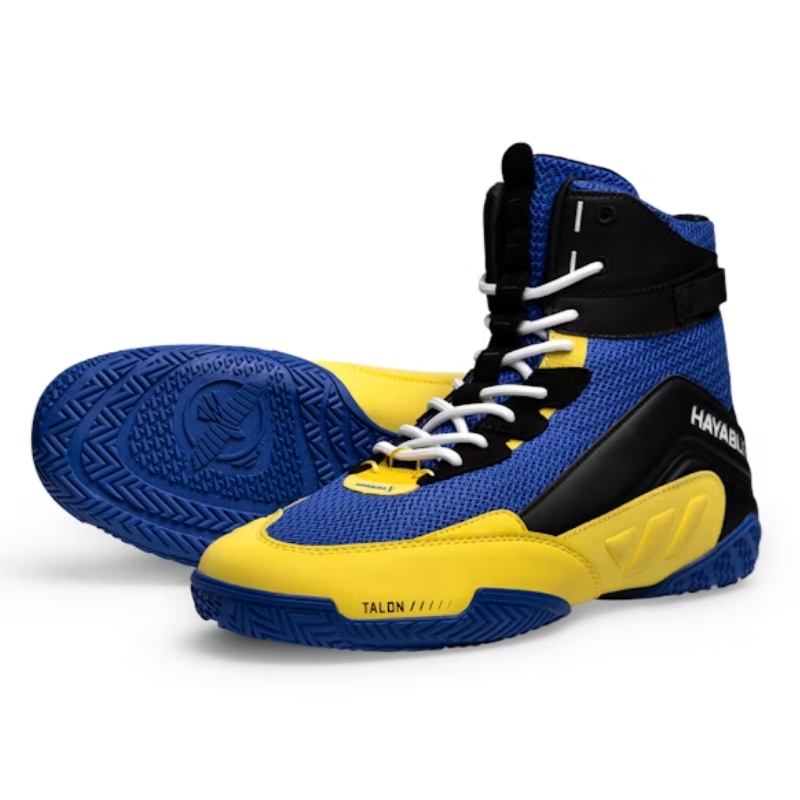 [古川小夫] HAYABUSA隼 拳擊鞋 Talon Boxing Shoes 角力鞋 高筒 二代 藍黃色