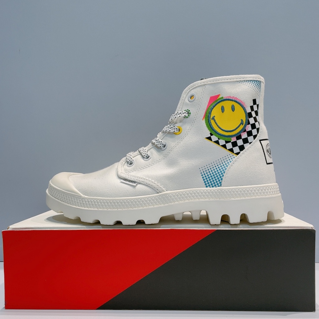 PALLADIUM PAMPA X SMILEY 1970 男女款 白色 微笑系列 帆布 休閒鞋 77363-116