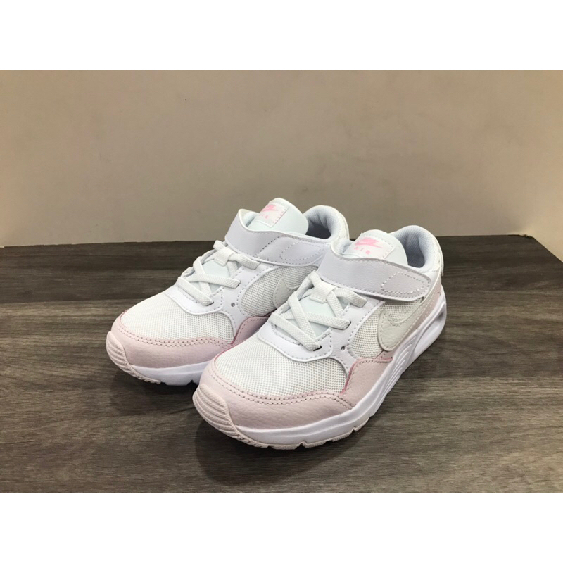 NIKE Air Max SC PSV 女童鞋 兒童跑鞋 中童 魔鬼氈 氣墊 透氣 皮革 CZ5356-115  白粉