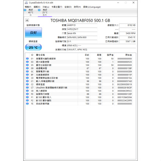 二手 TOSHIBA MQ01ABF050 500G 2.5" 2.5吋 硬碟 無壞軌 保固1個月 可面交自取測試