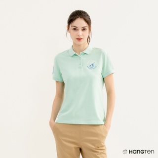 Hang Ten 女裝彈性刺繡短袖POLO衫(淺綠)