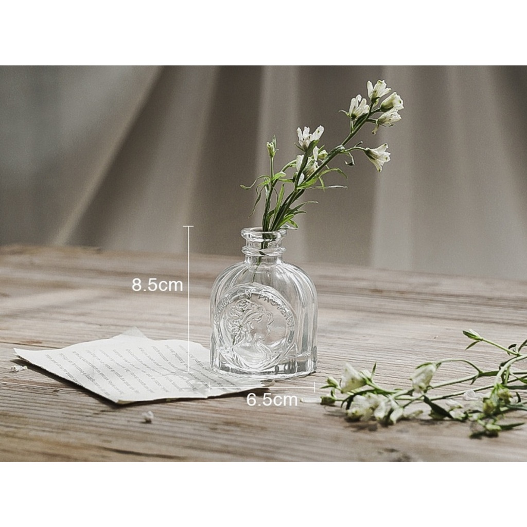 復古浮雕仕女玻璃瓶 玻璃花瓶 擴香瓶 花瓶 乾燥花瓶 玻璃瓶 室內擺飾 拍照擺飾 香水瓶