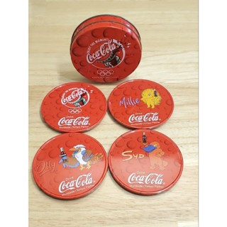 二手早期經典Coca Cola可口可樂軟木杯墊×4（附鐵盒）20年 收藏品 老物