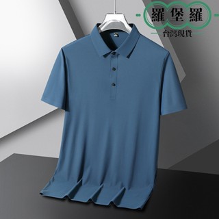 【臺灣現貨】高品質冰絲短袖polo衫 涼感上衣 polo衫 短袖t恤 冰絲翻領polo衫 透氣中青年商務休閒大尺碼襯衫