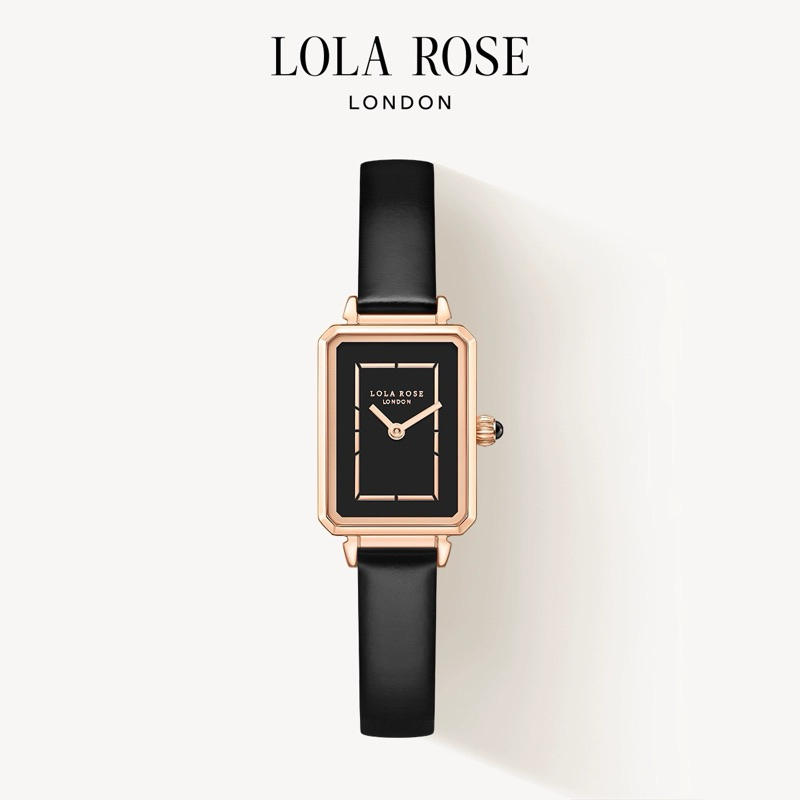 Lola rose 氣質高雅黑面金邊黑皮錶 母親節 送禮 禮物 女錶