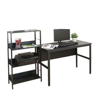 《DFhouse》頂楓120公分電腦桌+萊斯特書架 -黑橡木色