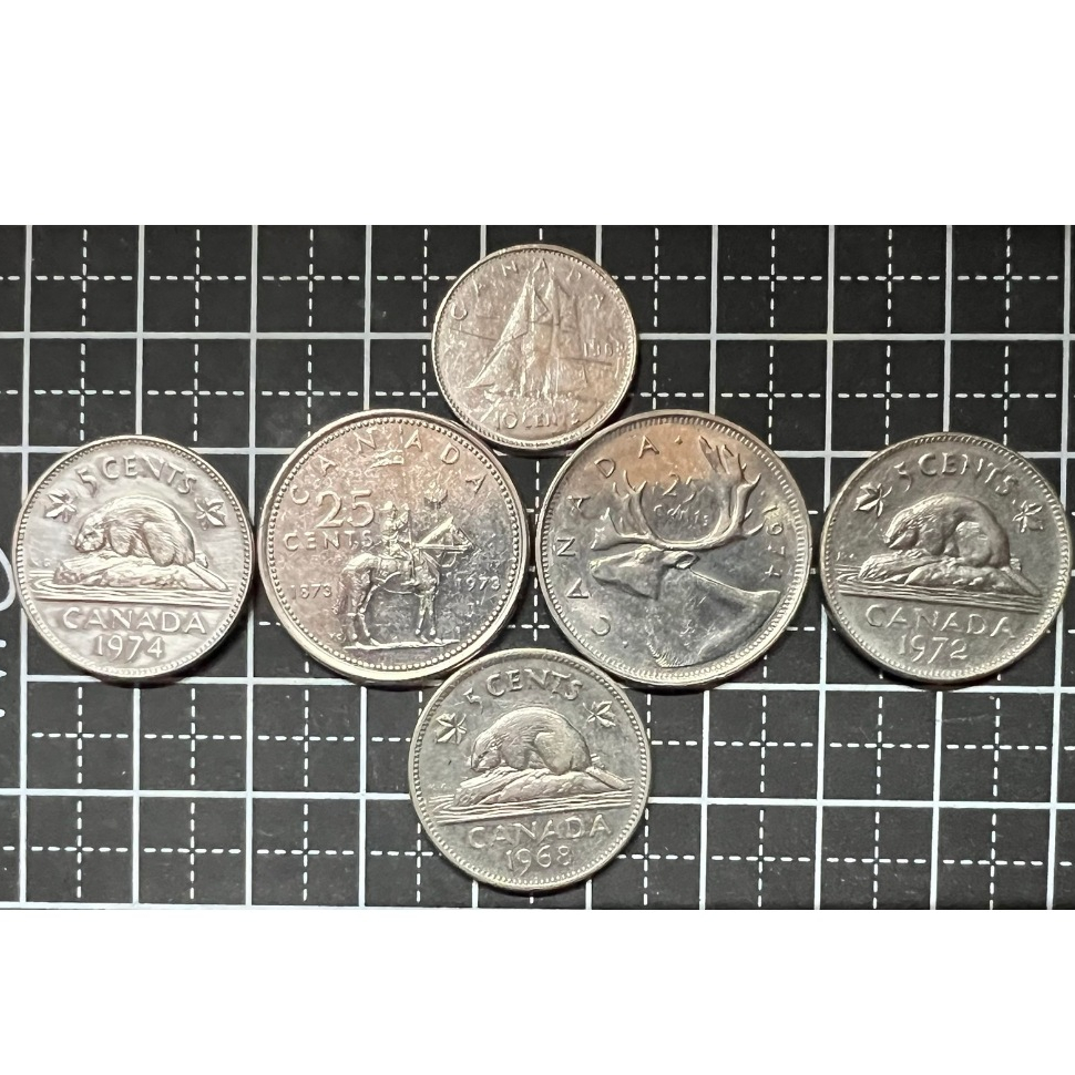 早期 1968-1974 加拿大5、10、 25分 硬幣組