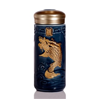 【乾唐軒活瓷】一登龍門隨身杯 / 大 / 特雙 / 藍金 350ml