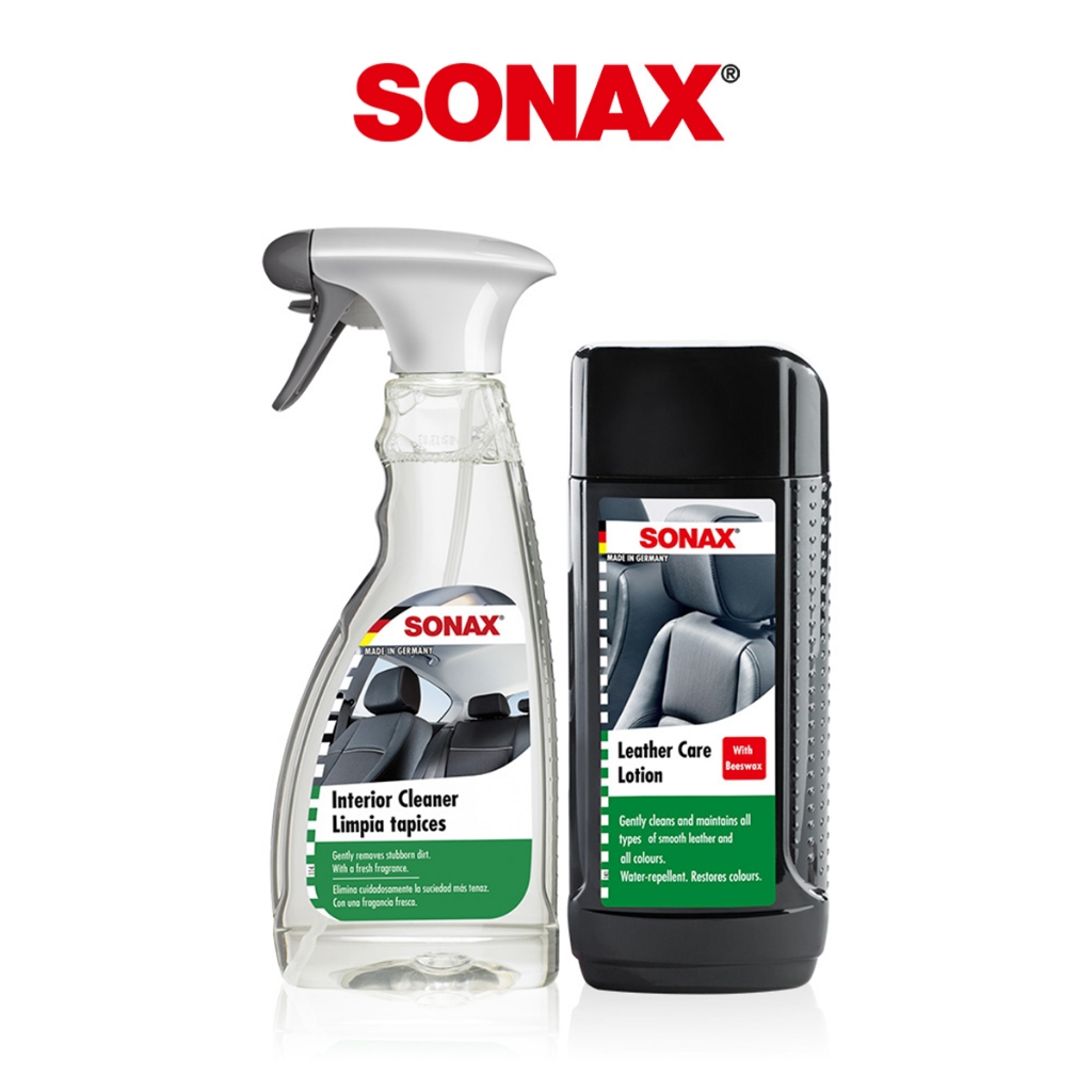 SONAX 內裝清潔組 (真皮活化乳250ml+車內除汙劑500ml) 車內清潔 真皮沙發 內飾清潔 溫和去汙 皮革保養