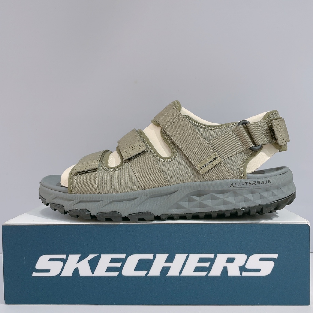 SKECHERS ESCAPE PLAN TRAIL SANDAL 男生 黑色 魔鬼氈 舒適 涼鞋 237586TAN