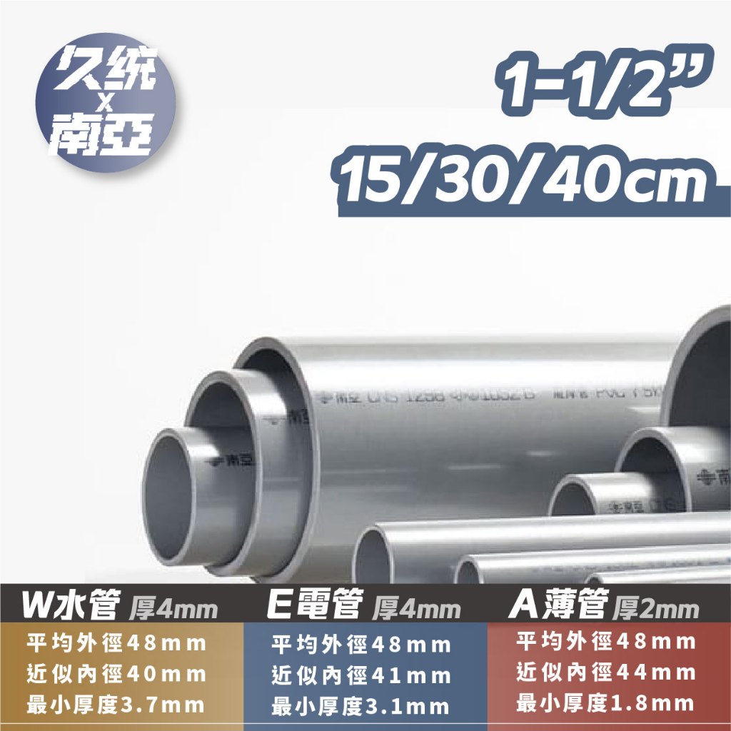 【久統生活】南亞PVC管1-1/2"  15/30/40公分,水管&amp;電管&amp;薄管。厚管,硬管,水管分切