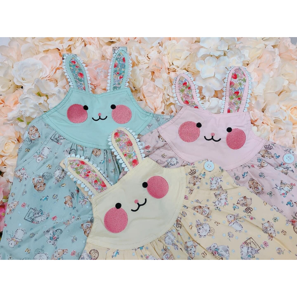 (二手) Lolibunny 兔兔吊帶褲 毛球尾巴可拆 3T 帝芬妮綠 碎花 LOLITA