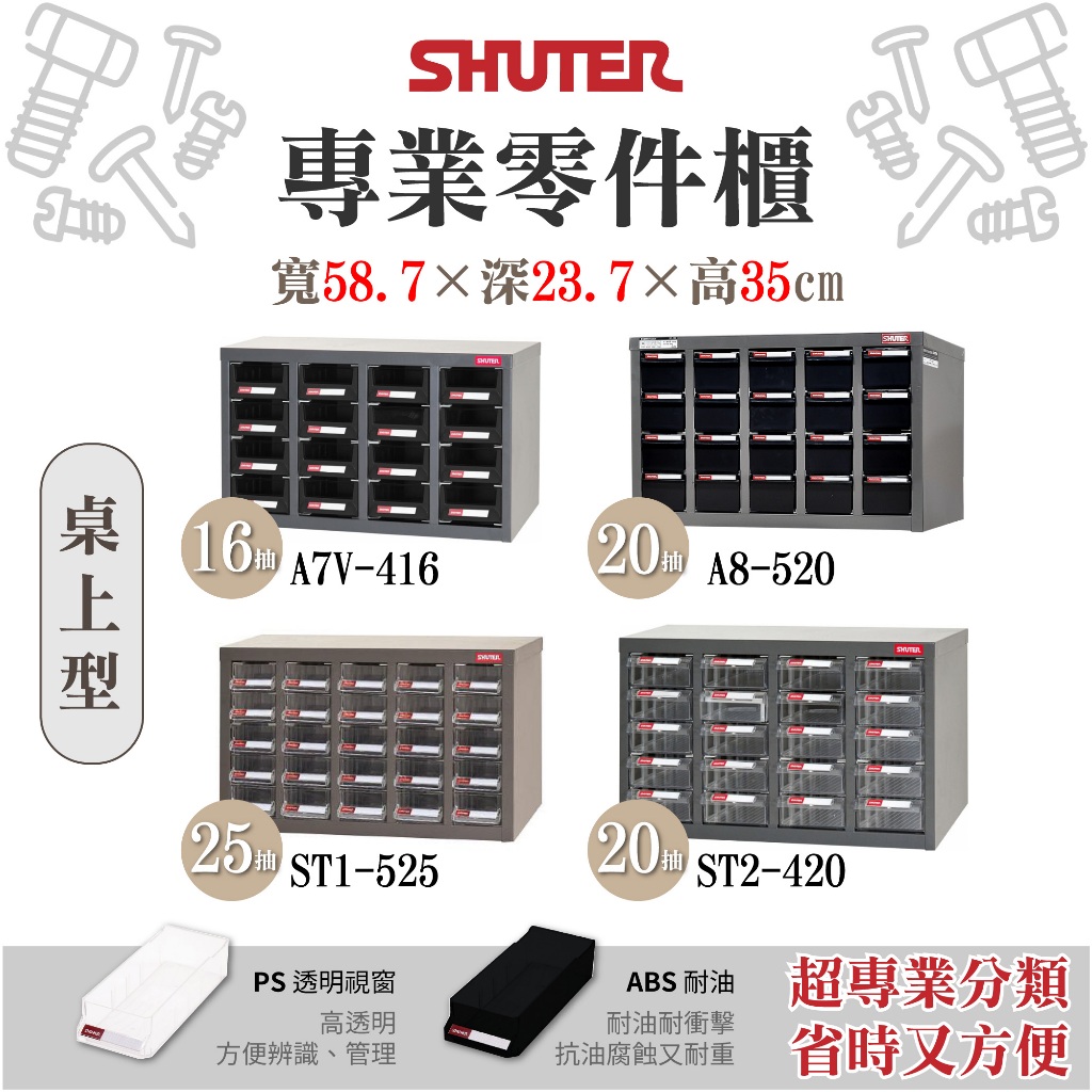 樹德【桌上型 專業零件櫃】桌上櫃 分類櫃 收納櫃 置物櫃 工業整理 鐵櫃 精密五金 電器櫃 螺絲盒 台灣製造