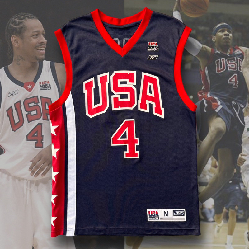 Allen Iverson 2003 USA 🇺🇸 Reebok 美國隊 NBA 球衣 燙印 寬肩 古著
