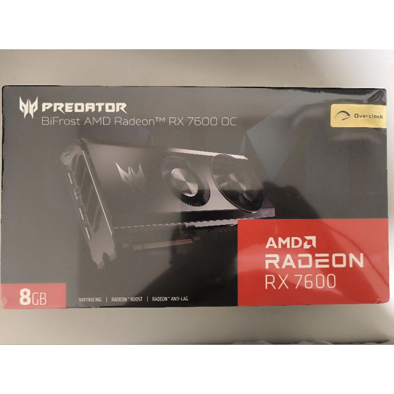 全新 ACER 宏碁 Predator Radeon RX7600 8G OC 顯示卡