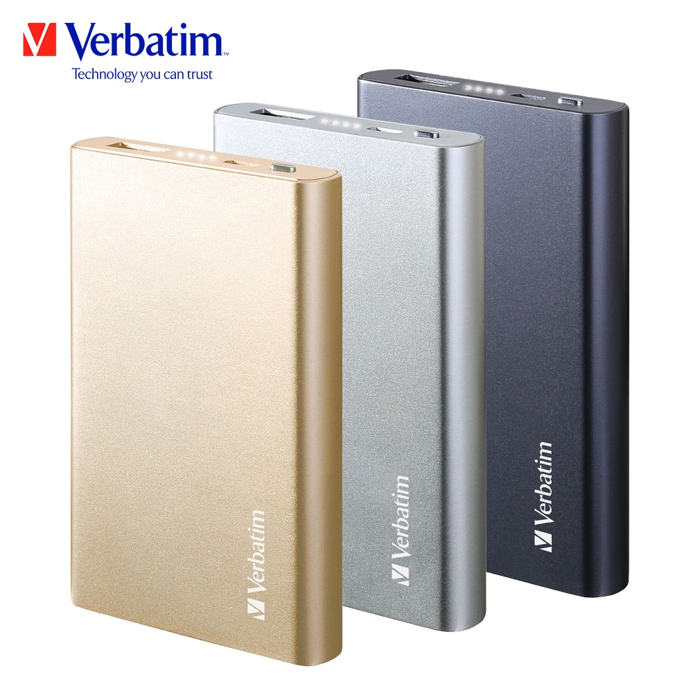 (福利品)Verbatim 威寶 6000mAh 超薄鋁合金行動電源(三色可選)