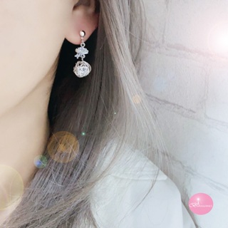 韓國 星空麻花球 925銀針 夾式 針式 耳環 台灣現貨 【Bonjouracc】