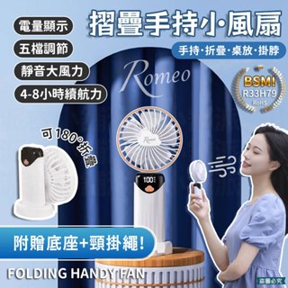 【Romeo摺疊手持小風扇】風扇 五檔調節 手持風扇 掛脖風扇 USB 可折疊 小風扇 五段風速 【LD1001】