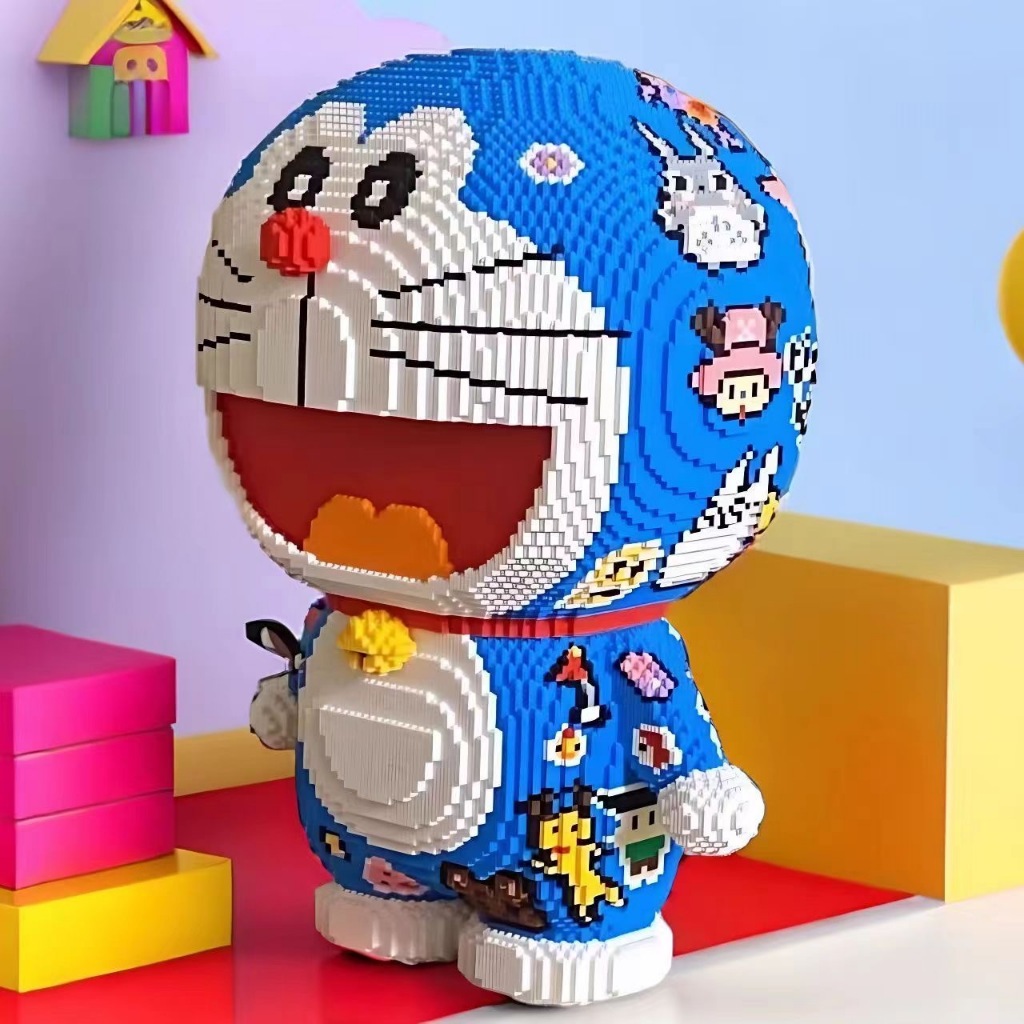 巨大塗鴉哆啦A夢兼容樂高積木玩具拼裝小顆粒玩具擺件男孩女孩生日禮物