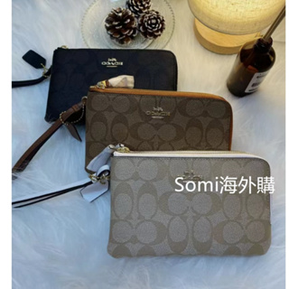 Somi海外購附全套包裝手提袋 雙層手拿包 雙層錢包 雙拉鏈·手腕包 女生手拿包 長錢包 零錢包 防刮皮革 F87591