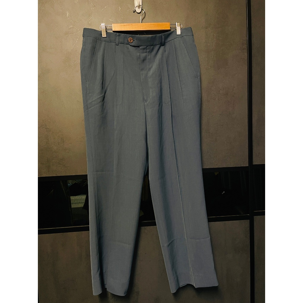 《175俱樂部》古著 Vintage 藍色 打褶西裝褲 (36腰)