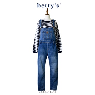betty’s專櫃款(41)俏皮年輕吊帶牛仔長褲(煙灰藍)