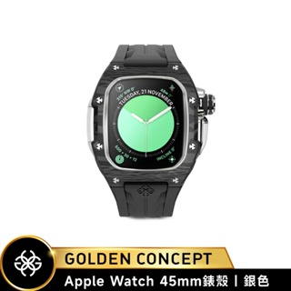 Golden Concept Apple Watch 45mm 銀錶框 黑橡膠錶帶 WC-RSCIII45-BK-SC