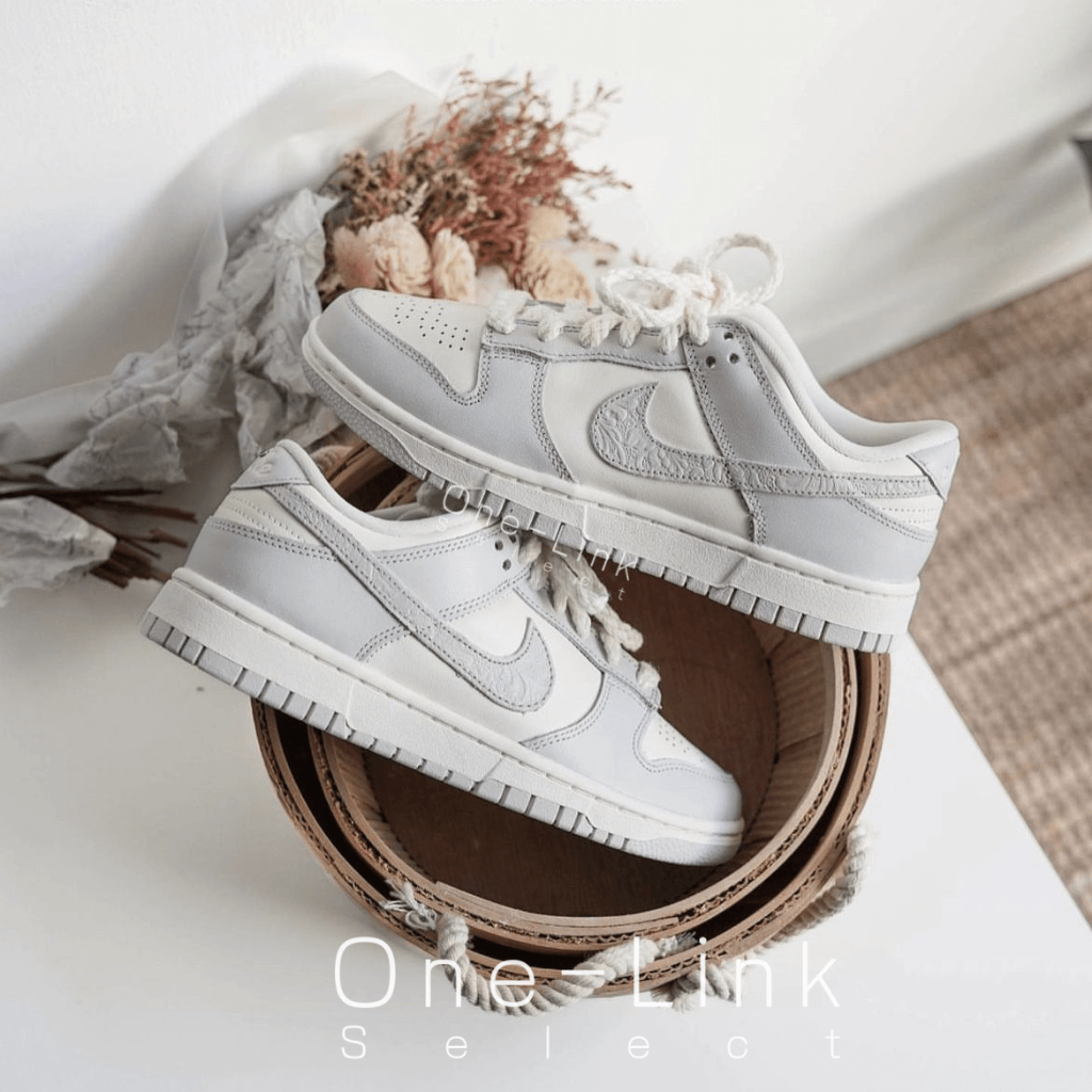 [O·L]Nike Dunk Low Needlework 骨白 麻繩鞋帶 浮雕 灰白 FJ4553-133