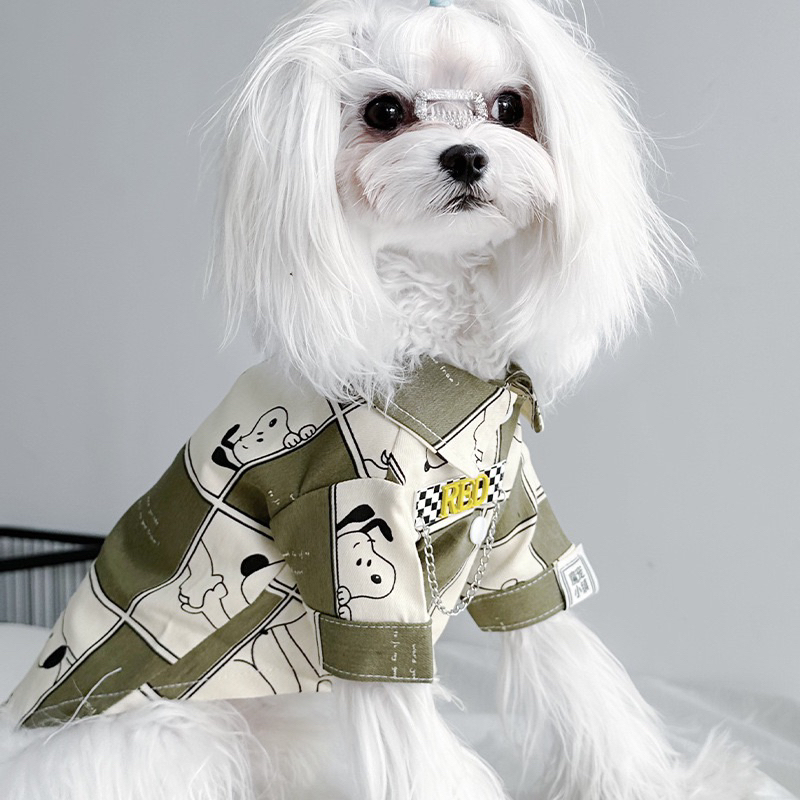 【ohoh寵物服飾】史努比薄款拼接襯衫 狗狗 寵物衣服