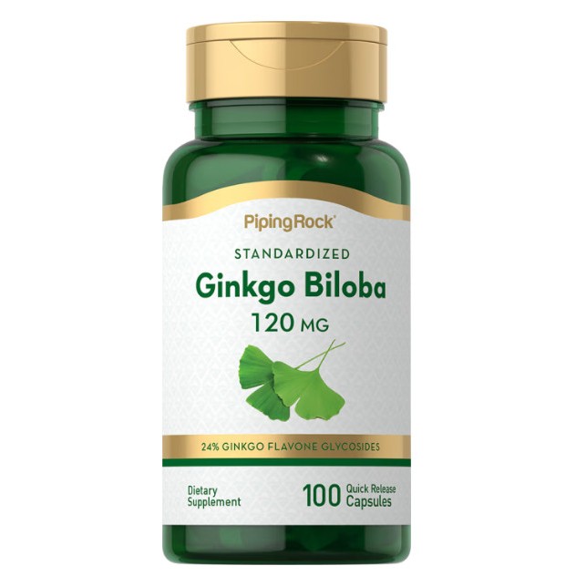 銀杏葉提取物 Ginkgo Biloba Standardized Extract, 120 mg, 100膠囊