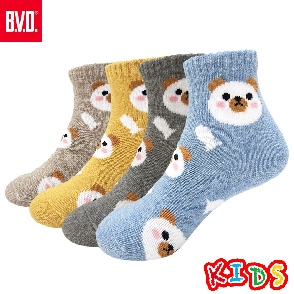 【BVD】小熊1/2童襪(13-16CM)-B577 短襪