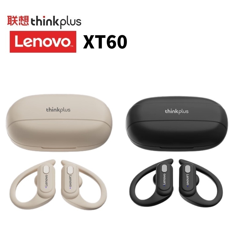 Lenovo/聯想XT60 耳掛式真無線藍牙耳機 數字電量顯 藍牙5.3雙邊立體聲 音樂運動耳機 耳掛式商務耳機