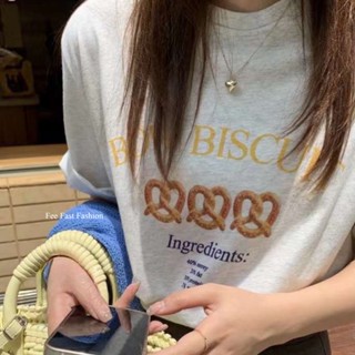 【Fee現貨3色】正韓蝴蝶餅乾英文字棉T🌸女上衣 短袖棉T 印花T 修身顯瘦 韓系穿搭 夏季百搭 寬鬆上衣 韓國女裝