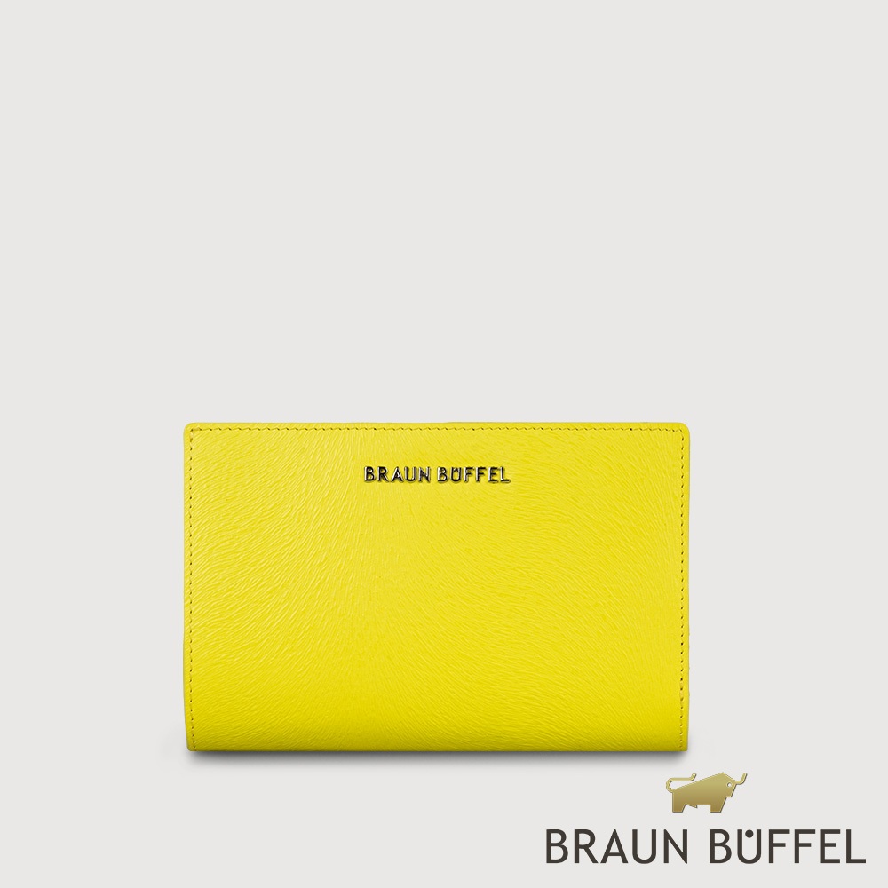 【BRAUN BUFFEL 德國小金牛】台灣總代理 萊納斯 11卡RFID防盜兩折中夾-青檸色/BF835-502-CY