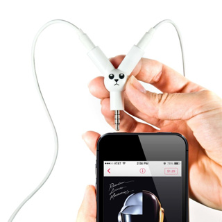英國 SUCK UK 傑克兔 耳機分接頭 一分二 立體聲 3.5mm TRRS 音源線 一轉二 禮物 文創【他,在旅行】