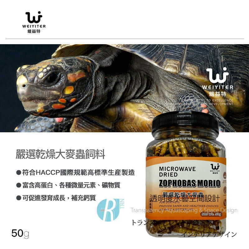 透明度 TRN｜WEIYITER 維益特｜嚴選乾燥大麥蟲飼料｜浮上性｜全蟲｜50g｜澤龜 烏龜