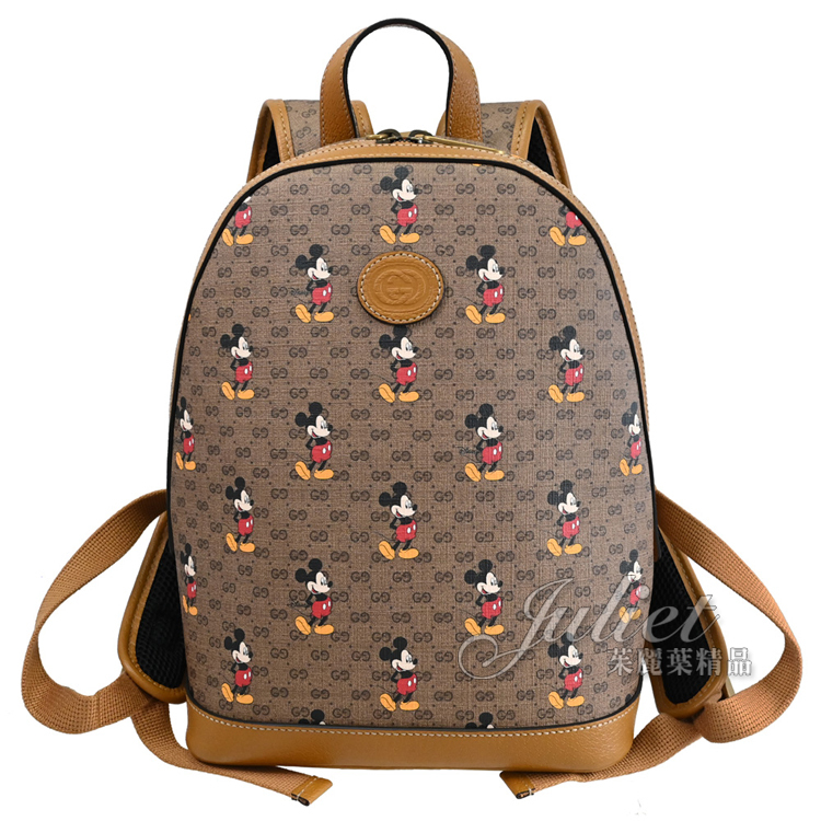 【茱麗葉精品】GUCCI 552884 DISNEY聯名米奇印花拼接休閒後背包.駝 現貨在台