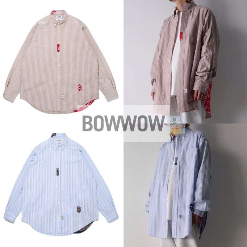 BOW WOW 24SS BANDANNA REPAIR STRIPE SHIRTS 變形蟲 補丁 長袖襯衫 外套