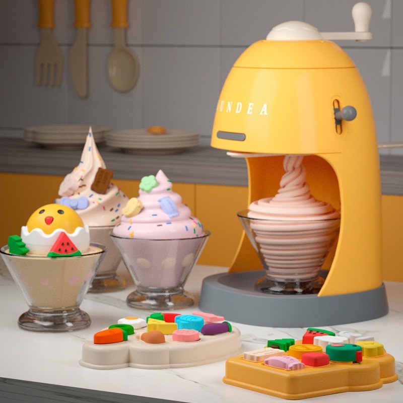 歐式DIY彩泥套裝 黏土玩具 黏土工具 冰淇淋彩泥 面條機 橡皮泥工具 模具套裝黏土幼稚園女孩兒童玩具冰淇淋麵條機