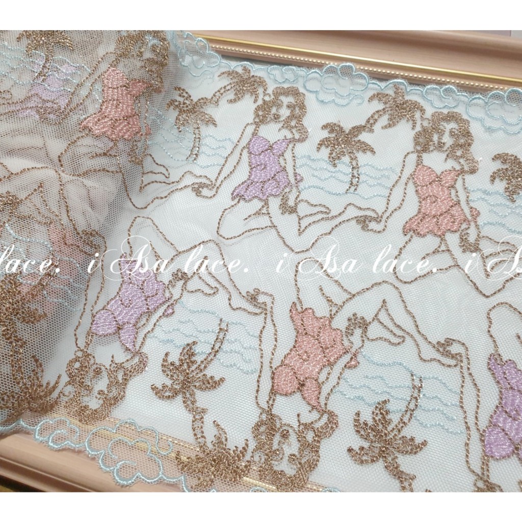 《iAsa愛莎の》手作材料✂有趣設計泳裝美女刺繡網紗水溶鏤空蕾絲花邊DIY服裝家居洛麗塔裝飾材料