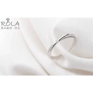 ROLA蘿拉銀飾.飾品 “現貨當天出” 圓珠線條點鑽交叉925純銀活動戒指可調整戒指 開口戒指