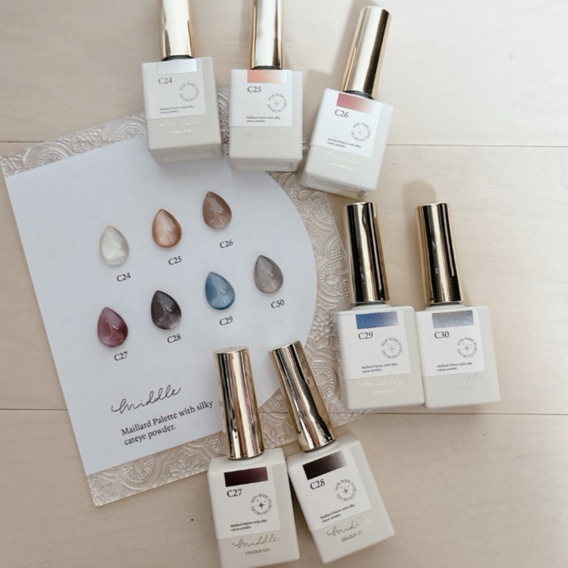 【七色組】 C24~C30美拉德貓眼 甲油膠現貨 Middle  美甲絲綢 美拉德 貓眼 ruyiya美甲愛用物分享