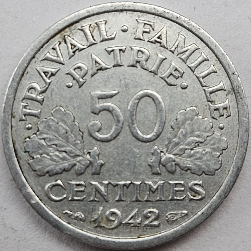 維希法國 50生丁硬幣 年份隨機