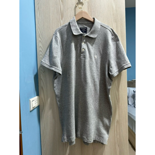 Abercrombie & Fitch 灰色短袖 Polo衫 A&F麋鹿LOGO刺繡男裝XL大尺寸
