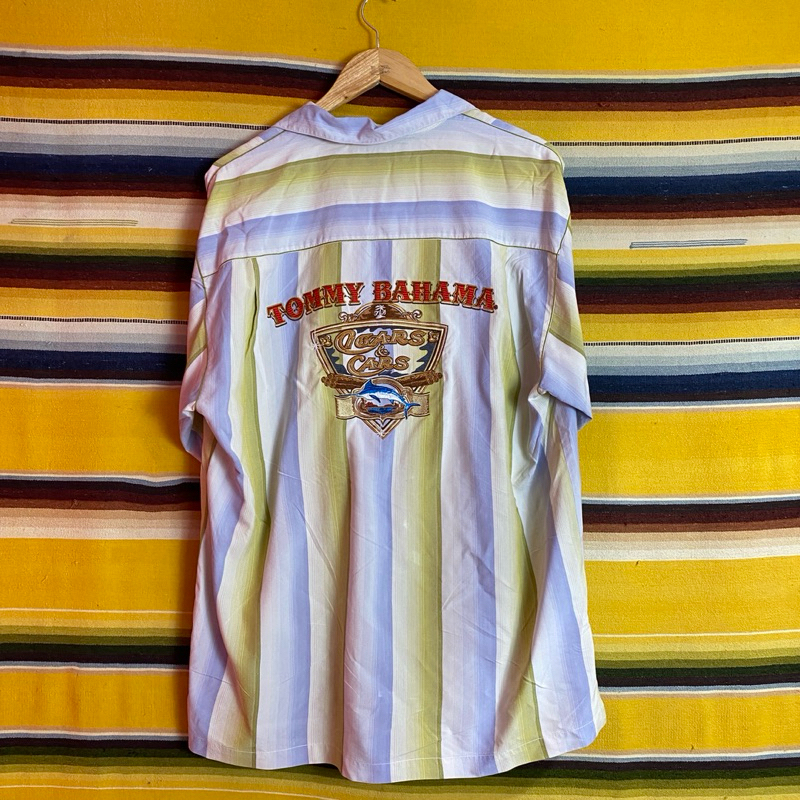 古著•Nuzi_s • Tommy Bahama三色漸層條紋刺繡襯衫 S3062119 古巴襯衫
