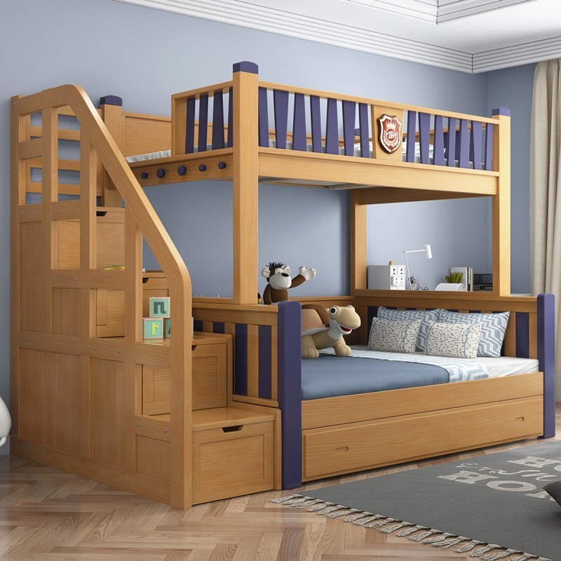 ｛免費到府安裝｝『刷卡享分期0利率』F35櫸木梯櫃款實木雙人雙層床  5尺上下床子母床托床