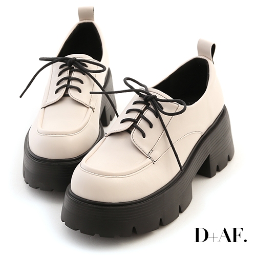 D+AF 厚底鞋 "厚底 " 寬頭鞋 鬆糕鞋 德比鞋 楔型鞋 2色 [模範學院] 260-2