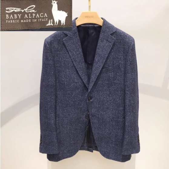 義大利Ferla BABY ALPACA面料質感混紡羊毛58.2羊駝32.4%單排釦修身紳士西裝外套